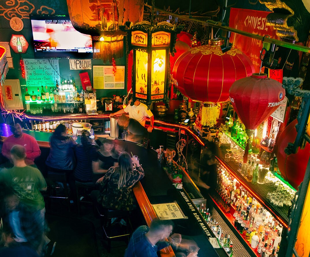 Lantern entrance of Li Po Lounge in Chinatown, San Francisco